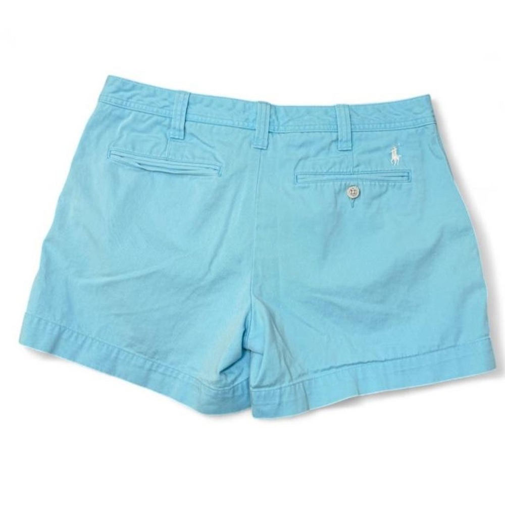 Polo Ralph Lauren Light Blue Stretch Chino Shorts Womens Size 6 White Pony